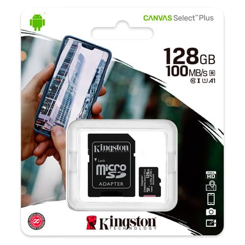 Kingston MicroSD 128GB Class 10 Canvas Select Plus A1 (100 Mb/s) + SD адаптер