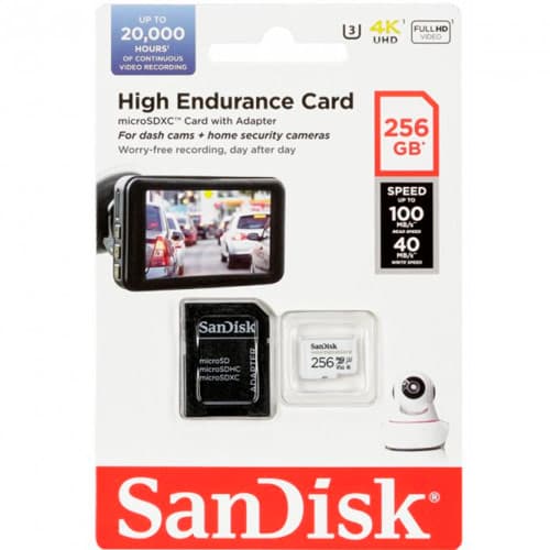 SanDisk MicroSD 256GB Class 10 High Endurance Video Monitoring Card UHS-I U3 V30 (100 Mb/s) + SD адаптер