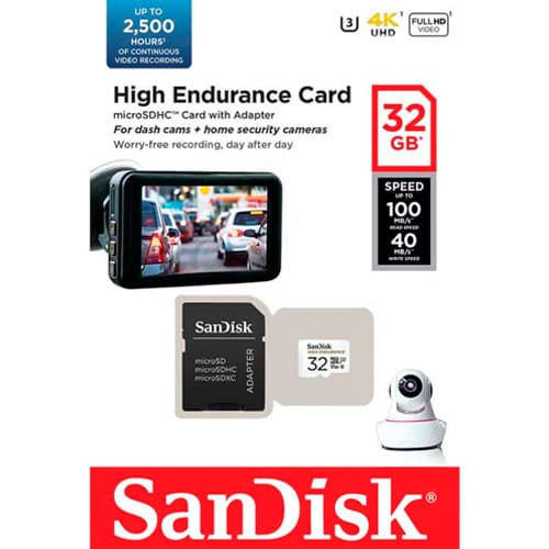 SanDisk MicroSD 32GB Class 10 High Endurance Video Monitoring Card UHS-I U3 V30 (100 Mb/s) + SD адаптер
