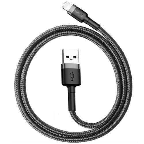 Baseus cafule Cable USB For lightning 2.4A 0.5M Gray+Black