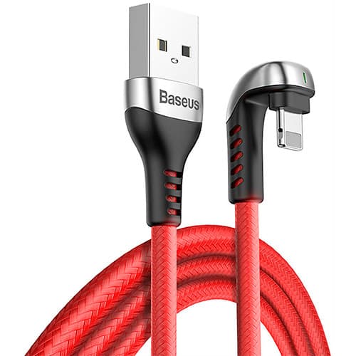 Baseus Green U-shaped lamp Mobile Game Cable USB For iP 2.4A 1M Red